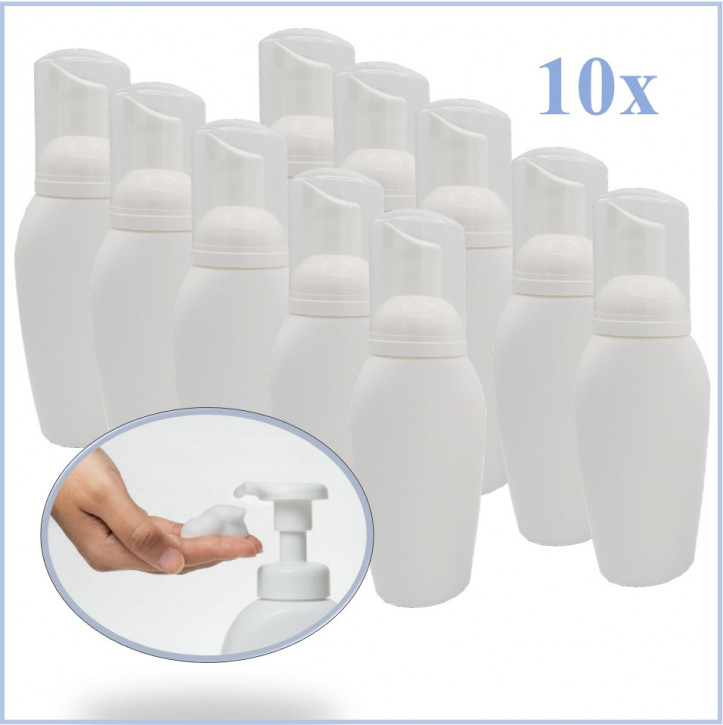 10x Botellas con bomba de espuma recargable, vacía - 200ml