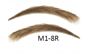Cejas artificiales, semi permanentes de pelo 100 % natural para pegar - hecho a mano, M1-8R