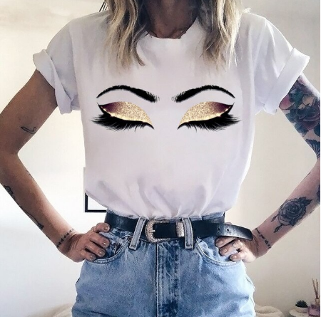 Camiseta con estampado Glamour Lashes - L