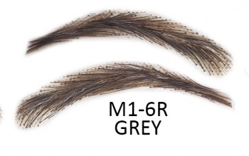 Cejas artificiales, semi permanentes de pelo 100 % natural para pegar - hecho a mano, M1-6R grey